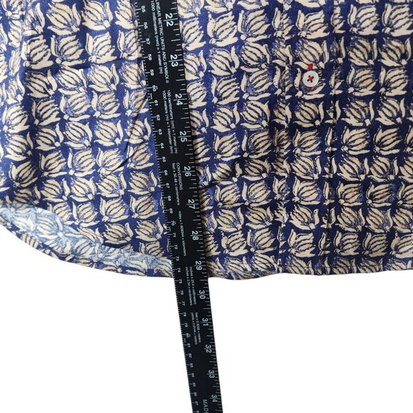 J. McLaughlin Carnegie Flannel Shirt S‎ Tan & Blue Mini Banana Floral Print - Picture 7 of 9